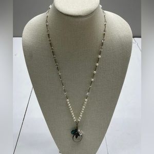 Silpada Silver "Oh-So-Pretty" Pearl & Rock Crystal on Silk Cord Necklace N2108.